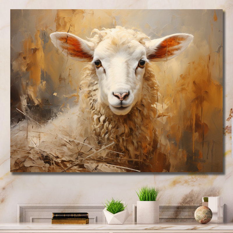 Texture de mouton beige II sur toile, Toile tendue, H 12 po x l 20 po x P 1 po