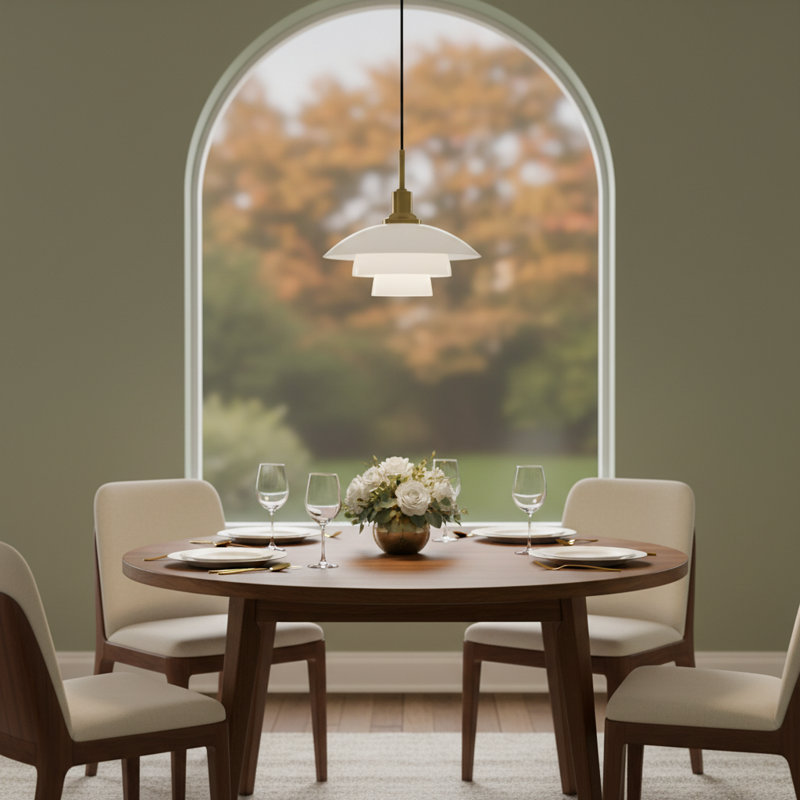 Elegant 3-tiered Brass Pendant Light – Glare Free Ceiling Fixture for Kitchen, Dining, or Living Room, Brass