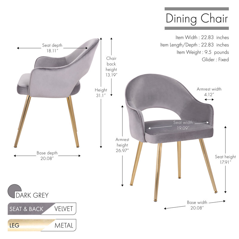 Linkoski 17.91'' H Velvet Upholstered Armchair, Grey