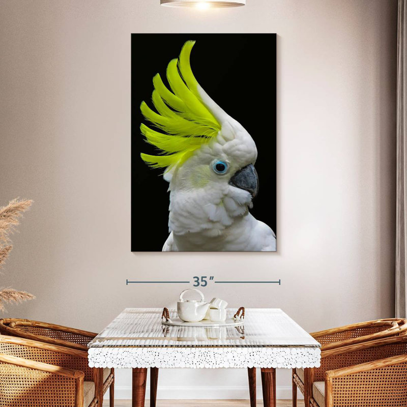 Brampt Yellow Crested Cockatoo, 51" H x 34" W