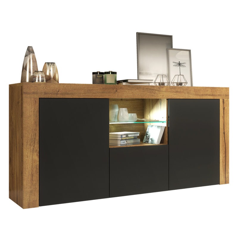 Bimlesh Unfinished TV Stand for TVs up to 48", Oak/Black