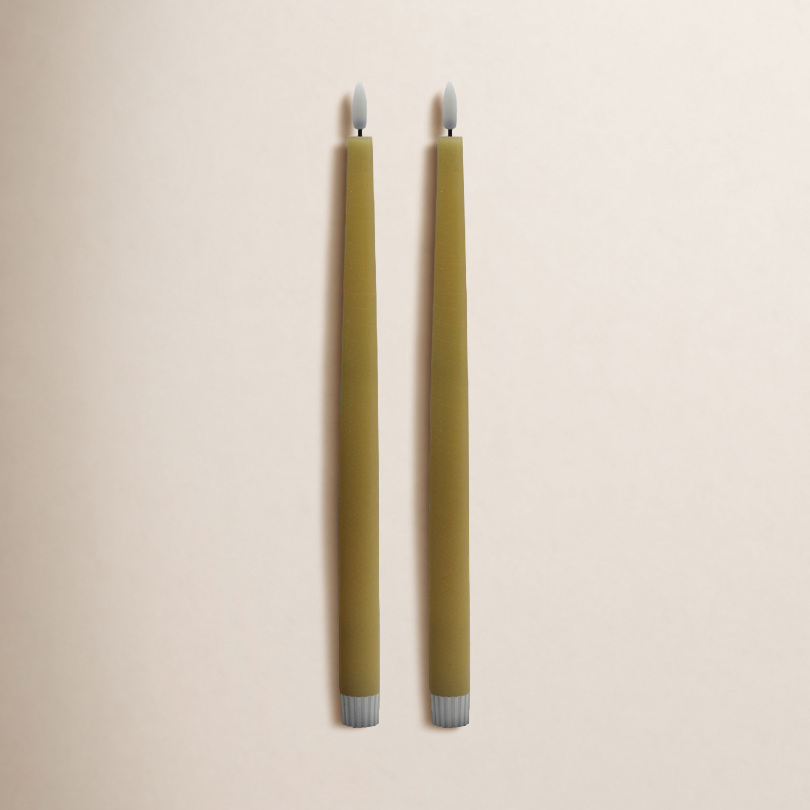 2 Pc Tall Flameless Taper Candle, Champagne