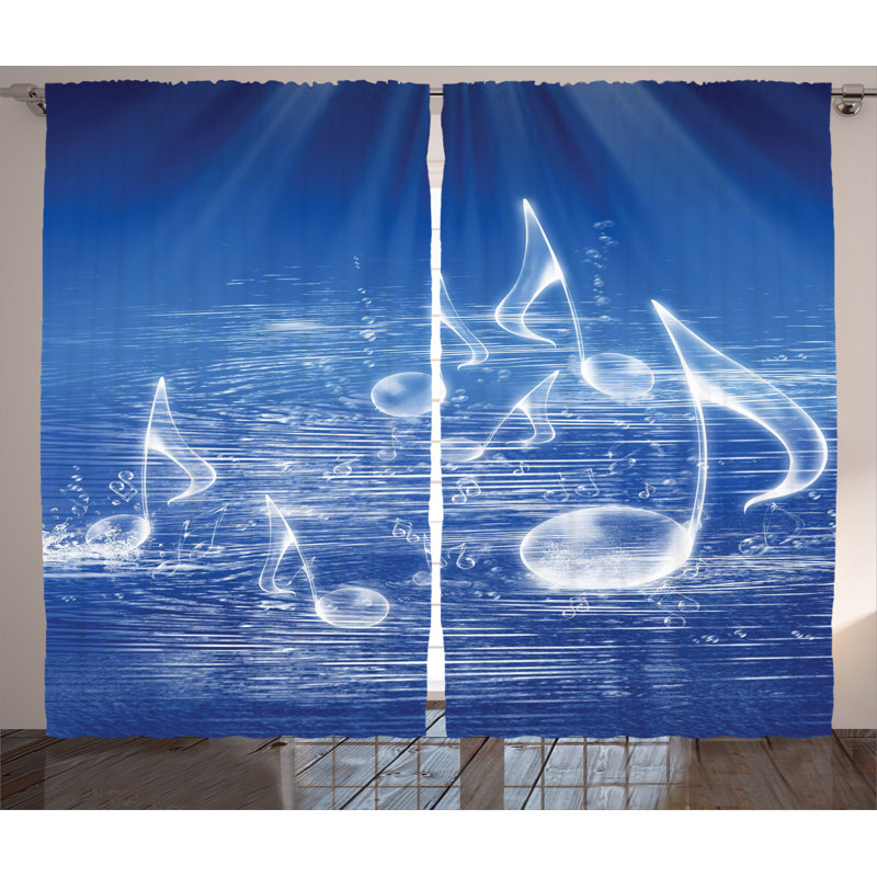 Music Semi-Sheer Rod Pocket Curtain Panels, 54" x 90"