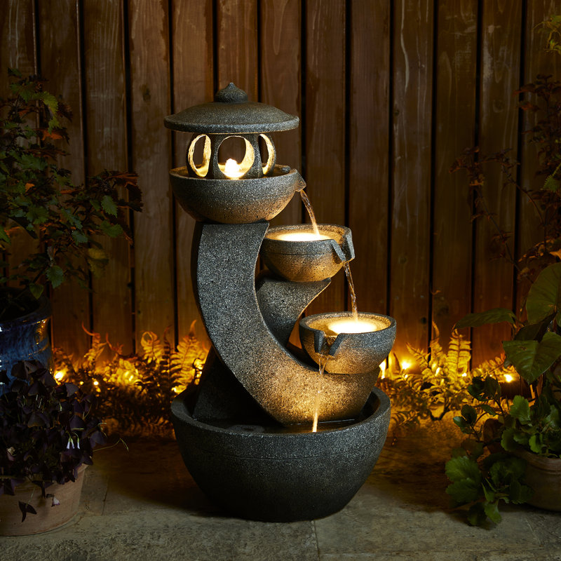 Gibout Outdoor Sculptural Fountain with Lights