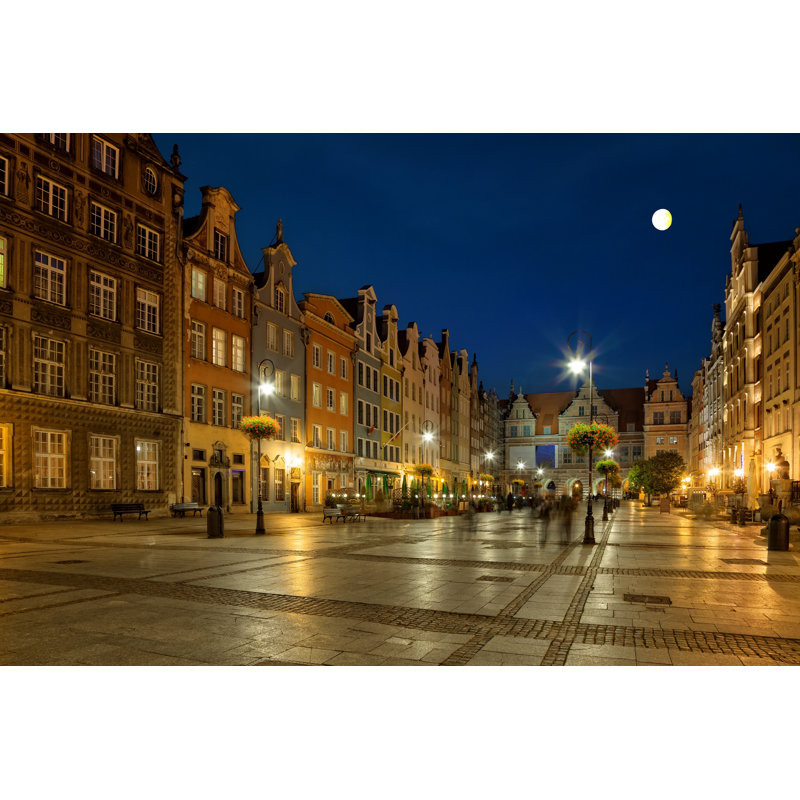 Gdansk At Night - Wrapped Canvas Print, 30cm H x 46cm W