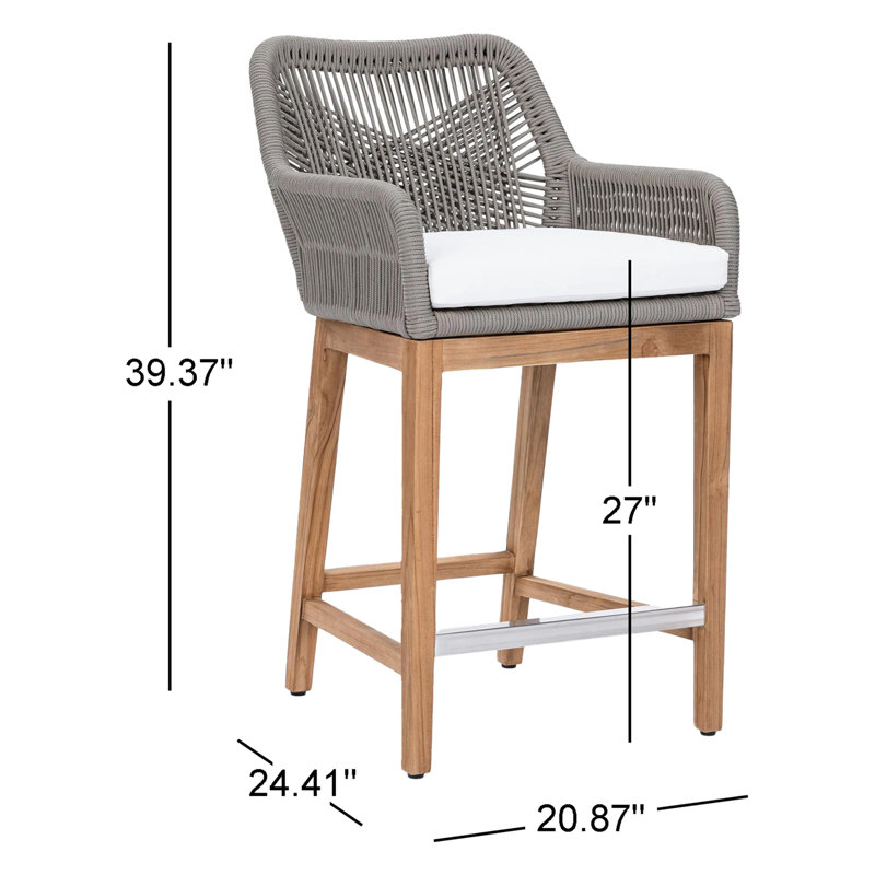 Outdoor Teak Bar Stool, 27"