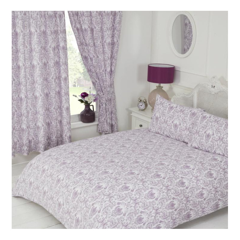 ANNETTE Mariano Pencil Pleat Semi Sheer Curtains, Plum