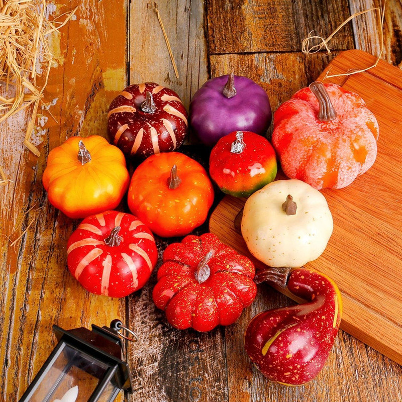 20 mini décorations de citrouille en mousse artificielle, y compris des légumes, convenant pour les tables d'Halloween, de l'Action de grâce et des récoltes d'automne