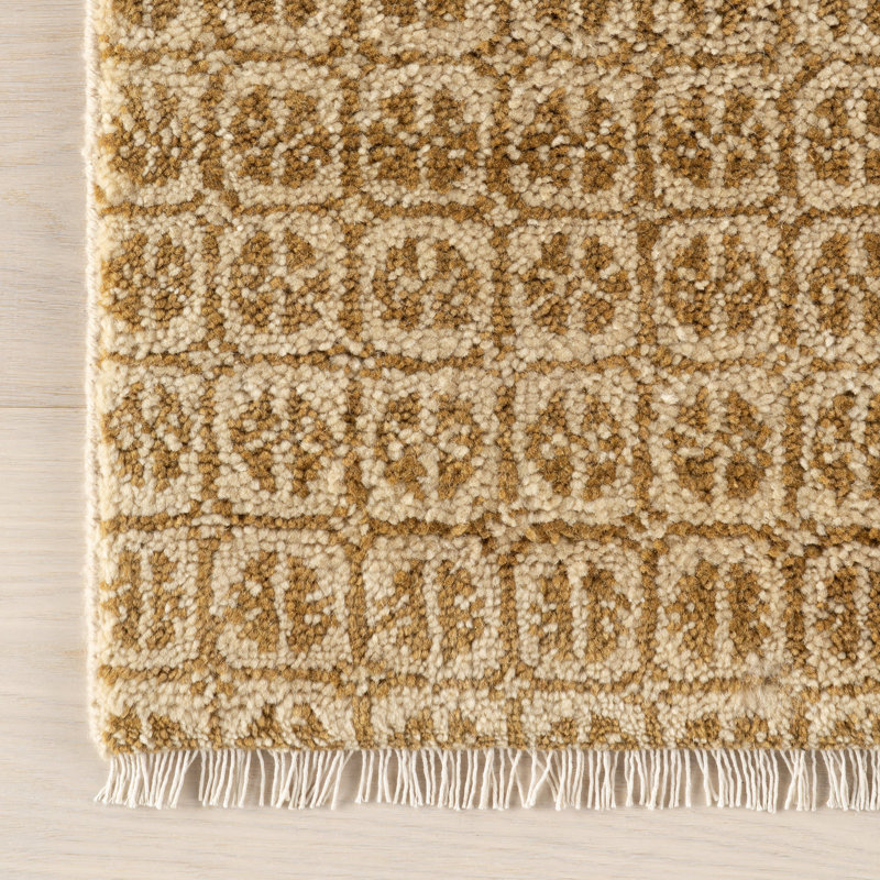 Tullie Ochre Hand Knotted Wool Rug, Rectangle 9'6" x 13'6"