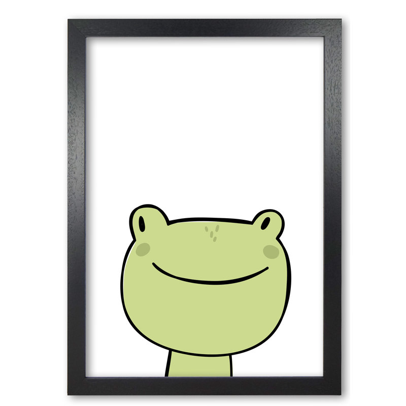 Scandi Frog - Painting, 30 cm H x 21 cm W x 5 cm D, Black Grain Frame