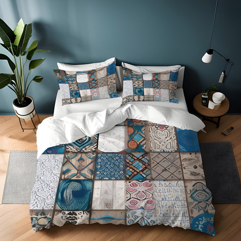 Patchwork Duvet Cover, King Duvet Cover + 2 King Shams