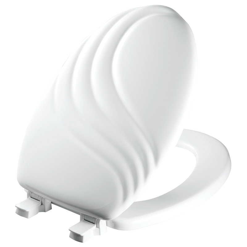 Swirl Sculptured Toilet Seat, Easily Removes for Cleaning, Hinges Never Loosen, Elongated, White