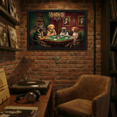 Animals Dogs Playing Poker In Elegant Room