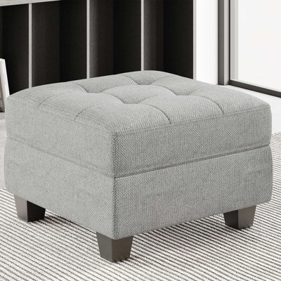 Repose-pieds rembourré en lin et velours Buckleton