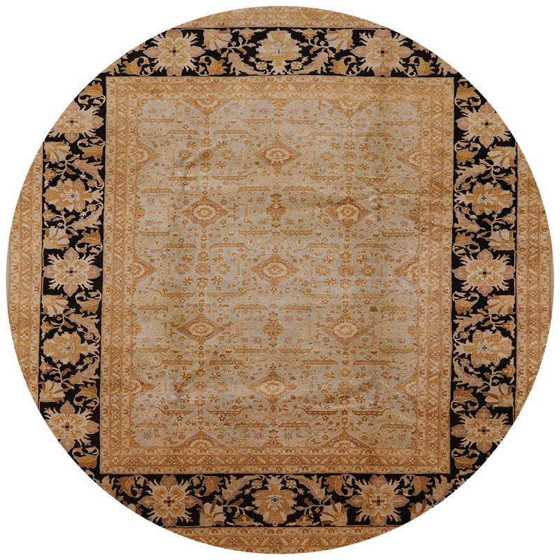Tapis beige / bleu marine Raef, Rond 4 pi