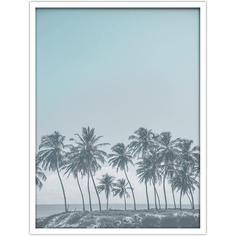 Rangée de palmiers au-dessus de la mer - Photographie avec cadre photo, Blanc