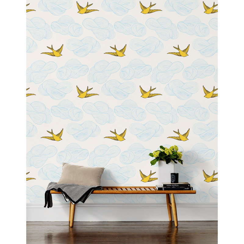 Daydream Wallpaper | Green / Peel and stick / P&S Roll - 27" x 18', Sunshine