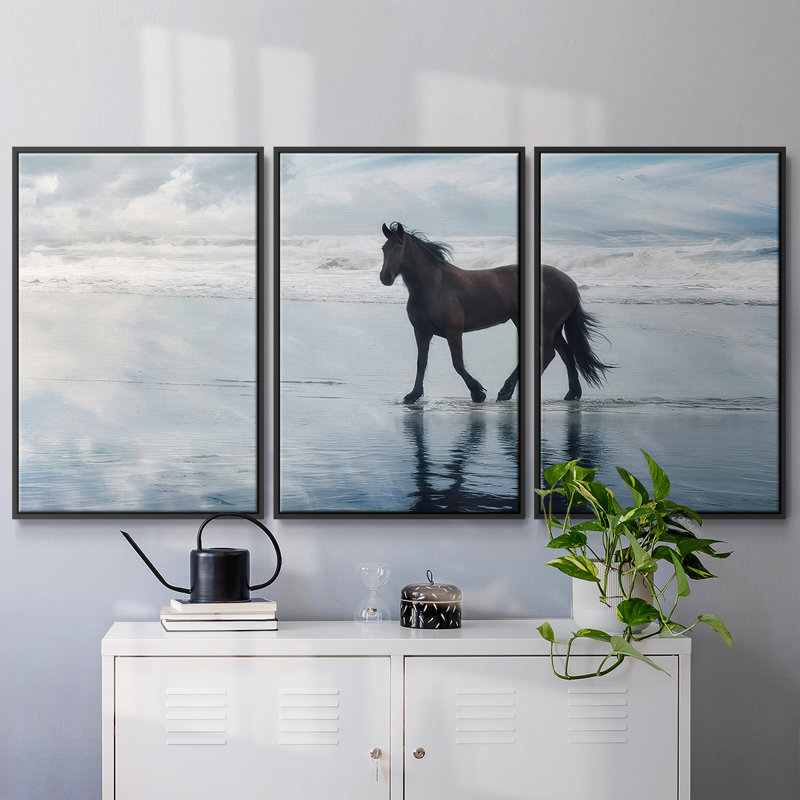Horse Motion VI 3 pièces, Noir, H 24 po x l 48 po x P 2 po