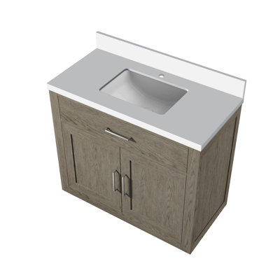 Meuble-lavabo simple avec comptoir en quartz