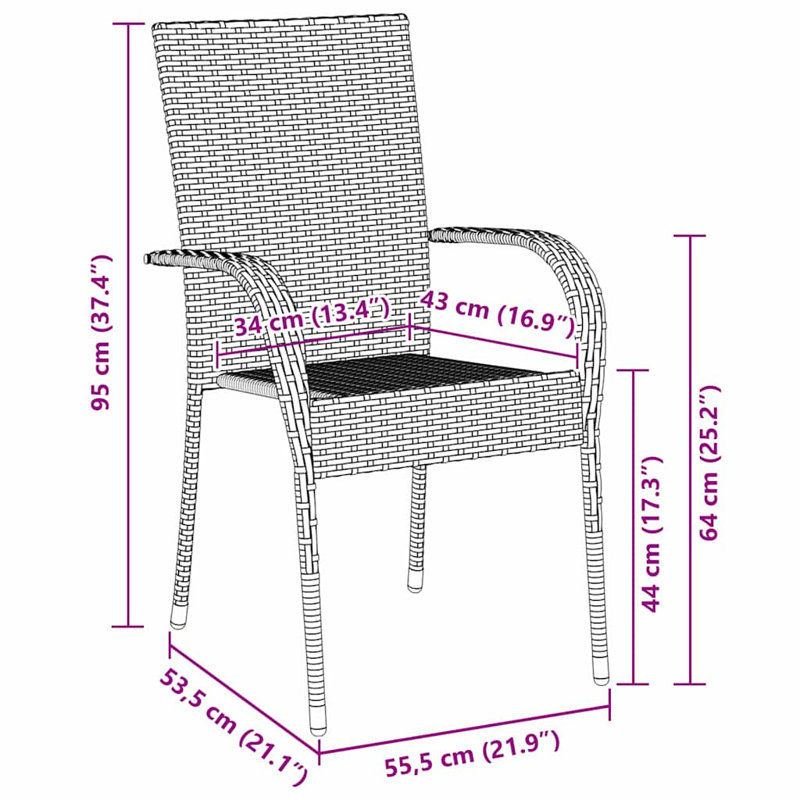 Patio Dining Set with, 5, 73 cm H x 200 cm W x 80 cm D, 4