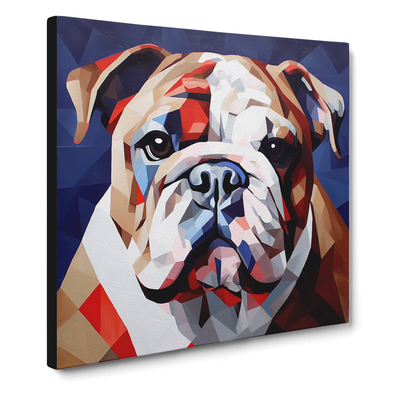 British Bulldog Cubism No.1 - No Frame Print, 50cm H x 50cm W x 3cm D