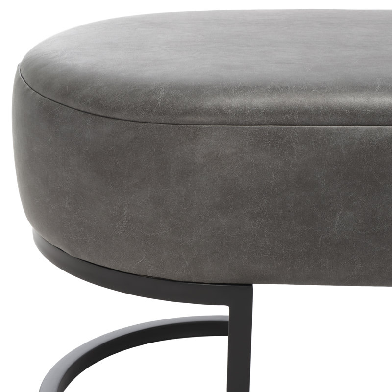 Faux Leather Upholstered Bench, Gray