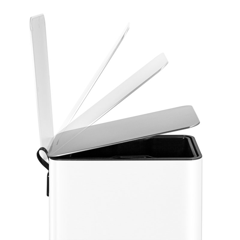 White Stainless Steel 2.6 Gallon Step-On Trash Can