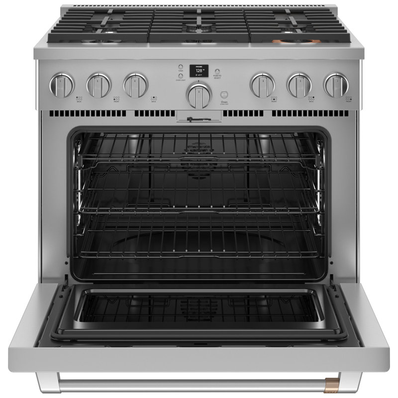 Café 36" Smart Dual-Fuel Commercial-Style Range With 6 Burners (Natural Gas), Brushed Stainless, Stainless Steel