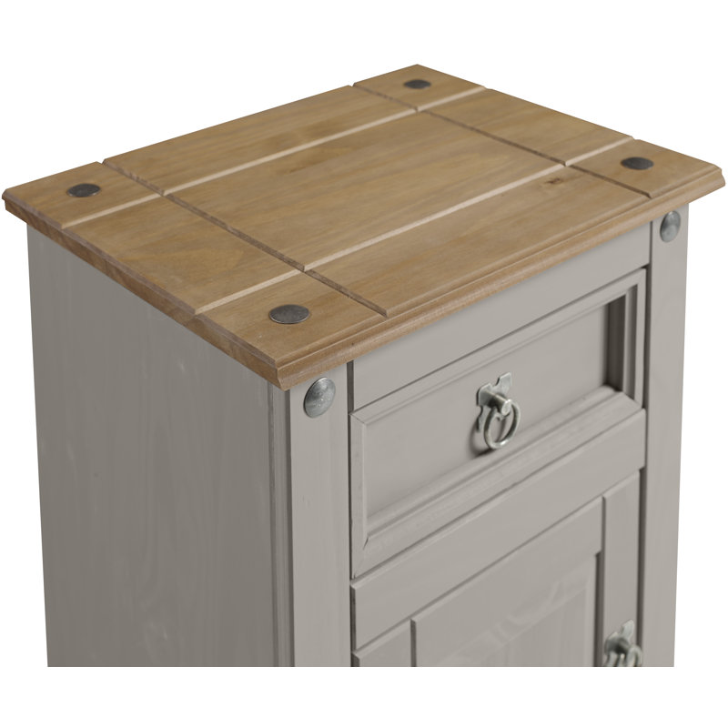 Palmea 53cm W Solid Wood Bedside Table, Grey