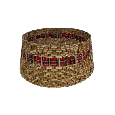 Jupe d'arbre de Noël écossaise 26 po base tissée à la main rustique