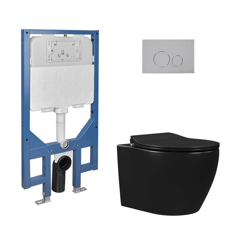 DeerValley 4L/6L LPF Elongated Wall Mounted Wall Hung Toilets (Seat Included), Matte Black