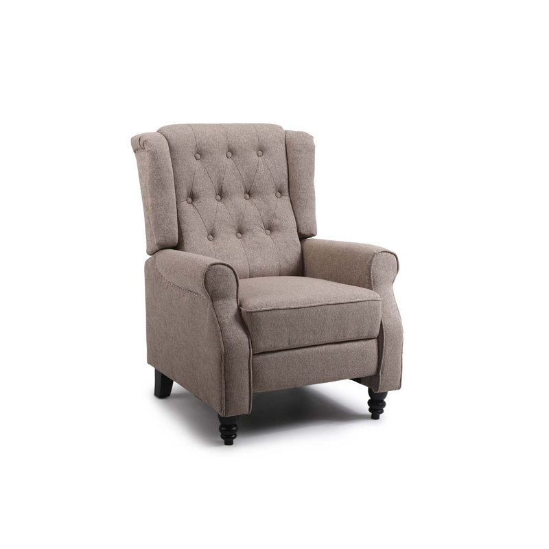 Lipsey 75cm Wide Wing Chair Recliner, Beige 100% Linen