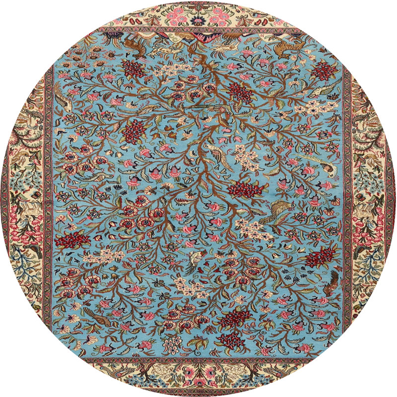 Cevon Floral Indoor Rug, Round 7'