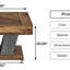 Table basse carrée 31,5 po - Table de chevet moderne en bois rustique pour le salon avec base entrecroisée, table d'appoint industrielle, brun rustique et noir