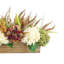 Fall-Themed Floral Arrangement in Wooden Planter
