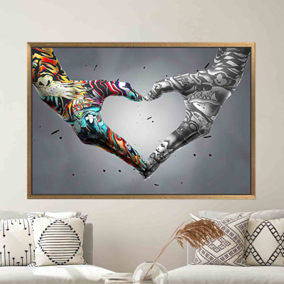 Art de graffiti à la main - décoration murale sur le thème de l'amour moderne pour les espaces de chambre à coucher