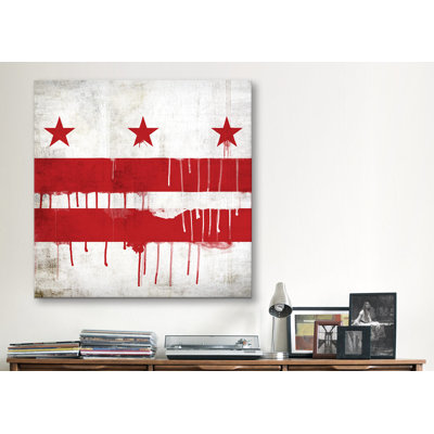 «Flags Washington, D.C. Paint Drips with Paper Grunge», impression sur toile tendue