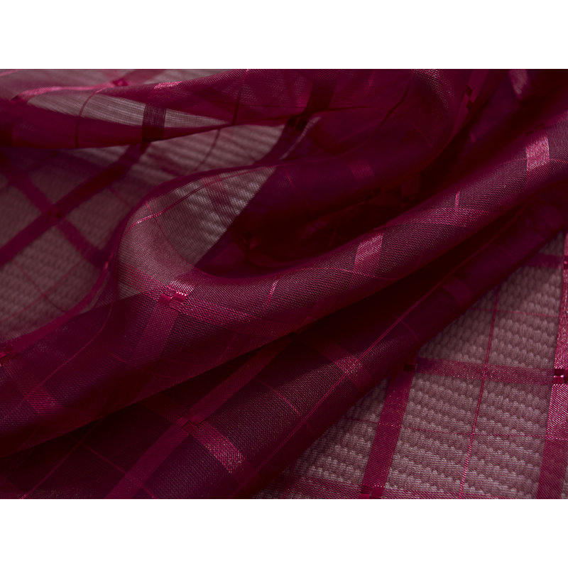 Jardine Plaid Sheer Grommet Single Curtain Panel, Burgundy