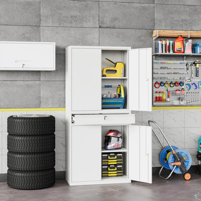 Armoire de garage en métal avec tablettes réglables et tiroir à outils Agilar (H 71 po x l 31,5 po x P 15,7 po) Agilar