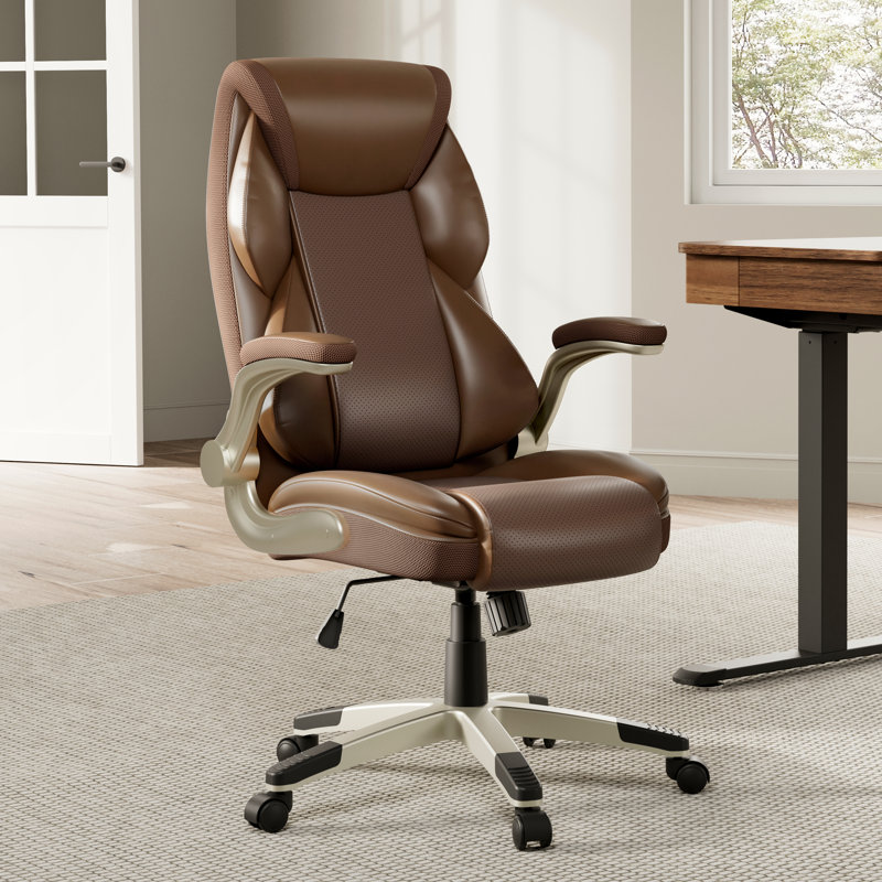 Alahni Executive Chair with Headrest, Brown/Off White