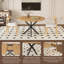 Table de salle à manger extensible ronde pour 2 à 6 personnes, table extensible de 43 à 58 pouces avec base en acier au carbone et 2 chaises en bois massif, mobilier de salle à manger moderne