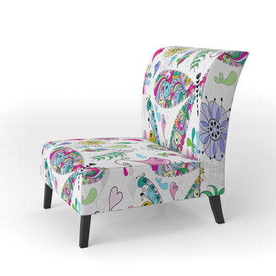Fauteuil de chambre rembourré multicolore à motif cachemire floral