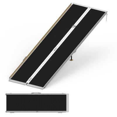 Rampe pour fauteuil roulant portatif de qualité supérieure - capacité de 800 lb, rampe en aluminium antidérapante avec poignée pour les maisons, les voitures et les portes
