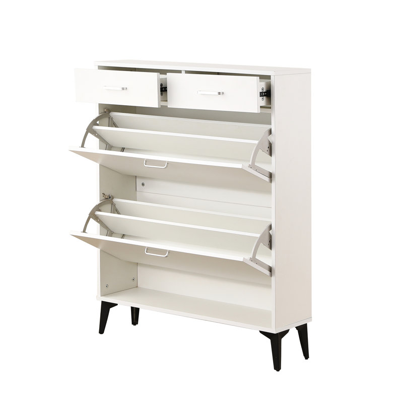 Armoire à chaussures polyvalente avec plusieurs compartiments pour un rangement organisé et efficace, Blanc