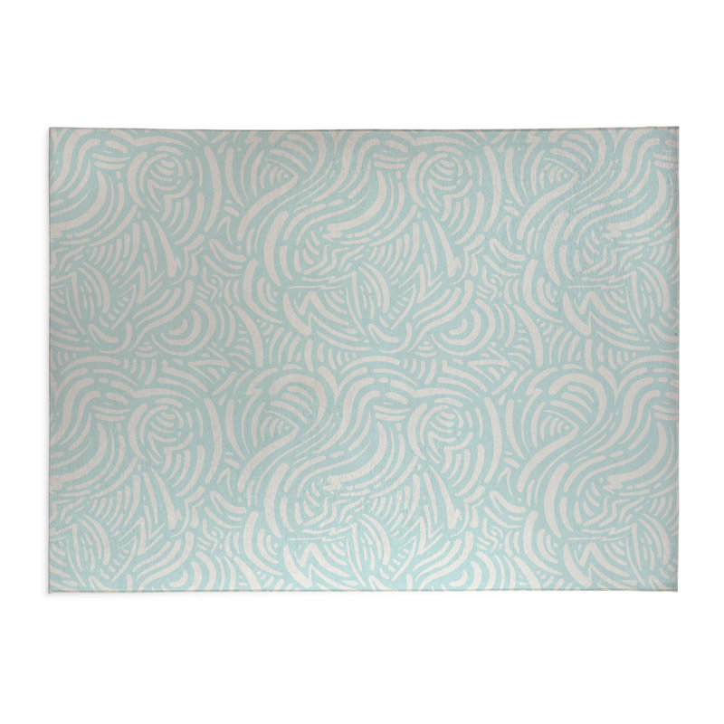 Tapis de cuisine Cozy Swirl, Rectangulaire 3 pi x 5 pi, Bleu clair