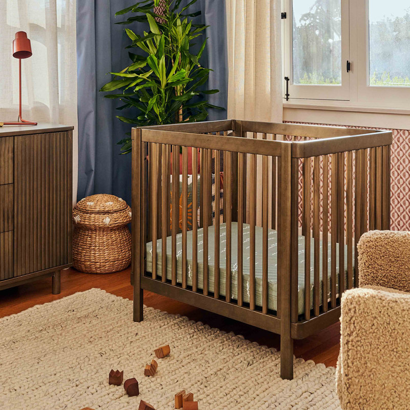 Natural Walnut 8-in-1 Convertible Crib with Rounded Spindles