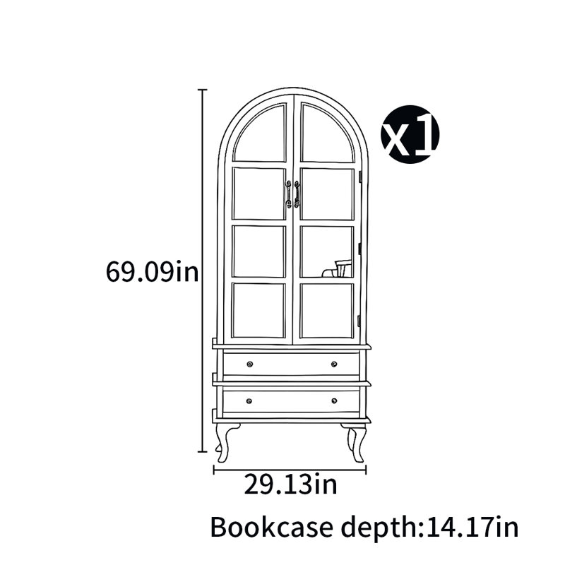 Bibliothèque de style champêtre, Noir / brun