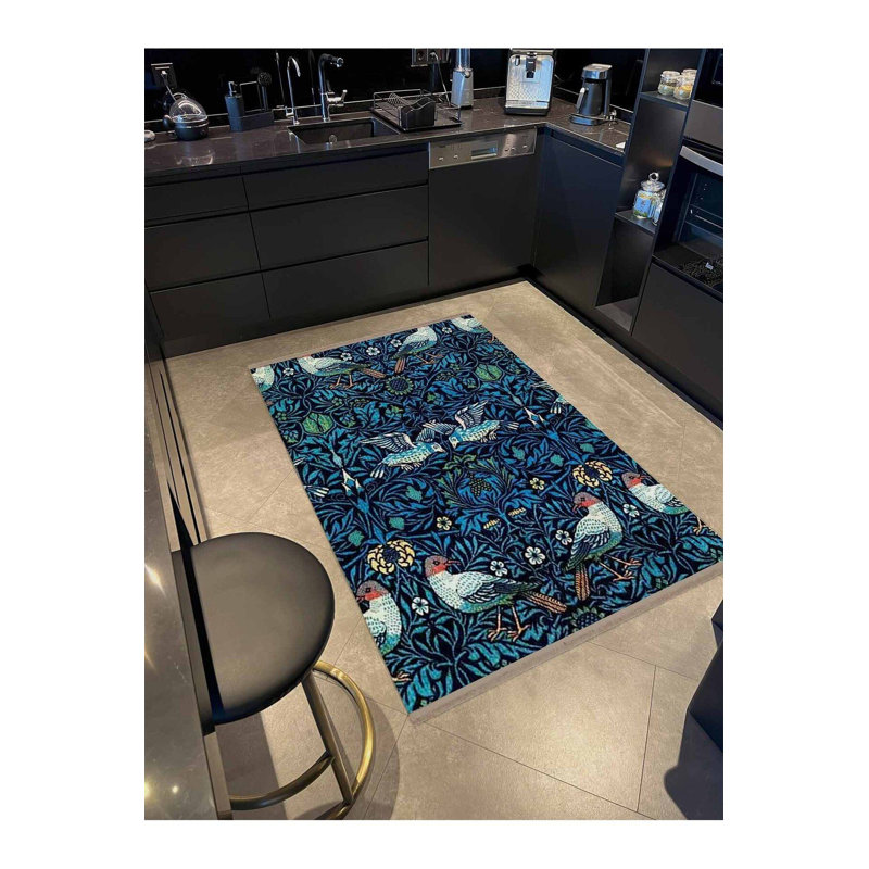 Tapis décoratif lavable à la machine bleu et vert, Tapis de couloir 2 pi 6 po x 9 pi 10 po inclus