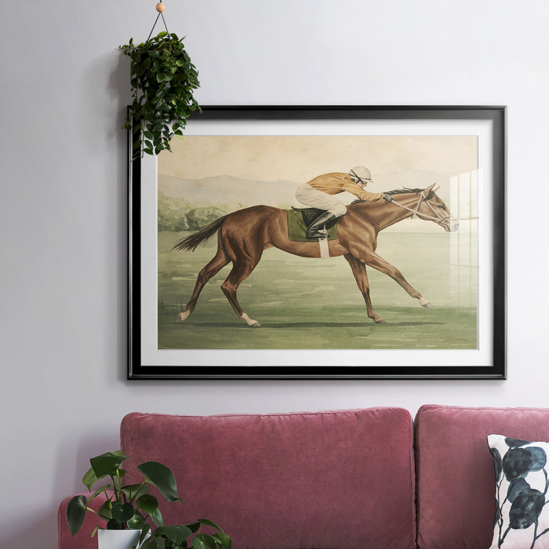 Équitation rétro II, impression sur papier, Noir, H 15 po x l 21 po x P 1,5 po
