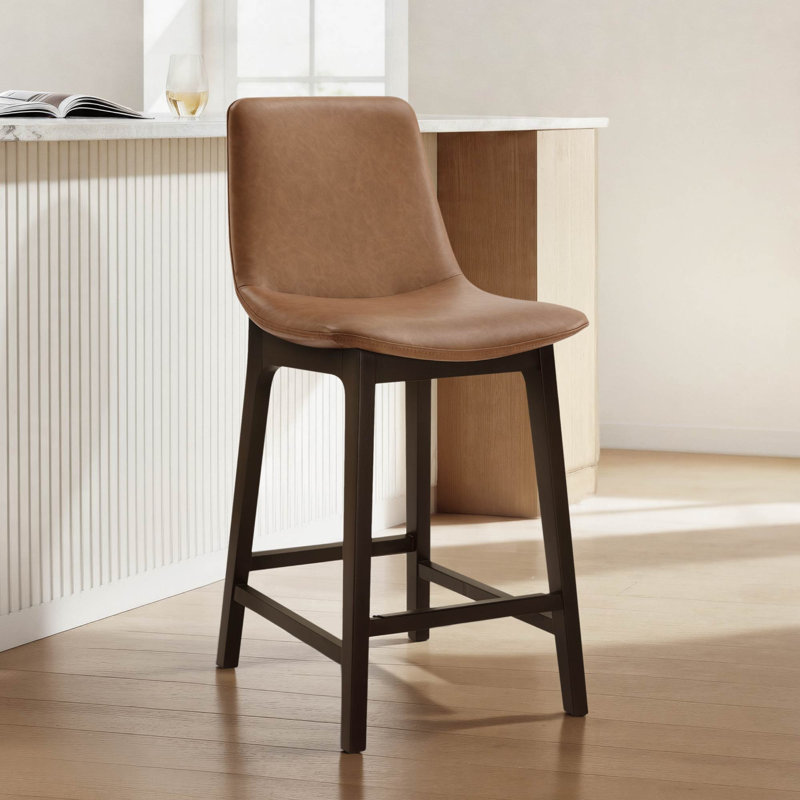 Faux Leather Counter & Bar Stool, Brown, Counter Stool (26” Seat Height)